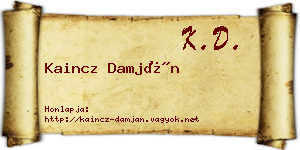 Kaincz Damján névjegykártya